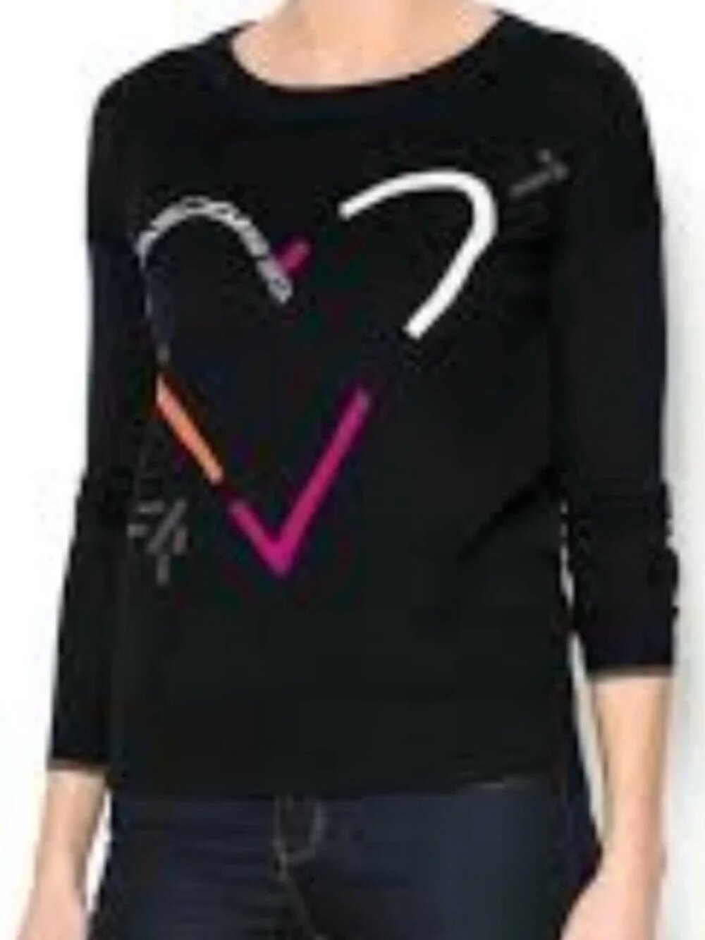 Lisa Todd Black Colorful Heart Sweater